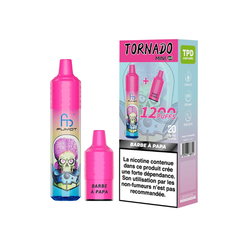 Kit Tornado Mini 1200 Puffs (+ 2 Pods 2ml 20mg) Fumot - 10 saveurs au choix